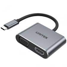 V1126A,UNITEK USB3.1 Type-C To HDMI (4K 60Hz) + VGA Adapter with MST, Space Grey