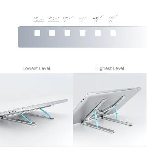  OT155SL, UNITEK, Laptop Stand, 6 Adjustable Level, Foldable, Size: 240*164*4MM, Silver, with a Carry Bag.