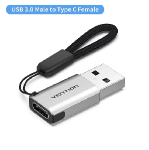 CDPH0 VENTION USB 3.0 Male to USB-C Female Adapter Gray Aluminum Alloy Type