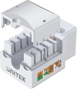  T012A, UNITEK, Connector, CAT6 Modular Keystone Jack (UTP), 90 degree, compatible with TIA 568A/568B.