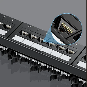  T003A, UNITEK, Patch Panel, CAT6 UTP 24-Port, 15μ gold, 100/1000 Mbps, 22-26 AWG, TIA-568A/B.