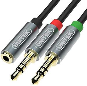 Y-C957ABK ,UNITEK, 0.2M, 3.5MM AUX Audio Cable - Female to 2*Male