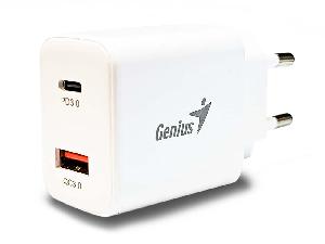 PD-20AC ,GENIUS charger PD-20AC,EU,20W,USB-C port and USB-A port,USB-C PD3.0, White 