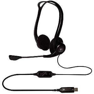 PC960 LOGITECH computer headset, noise-cancelling mic,  BLACK - USB 2.4 m,  L981-000100