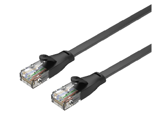  C1811GBK, UNITEK, Pach Cord, 3M, CAT.6 Flat Cable - RJ45 (8P8C) Male, Black Color.