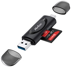 NT09WK13-30GR, NETAC Flash card reader WK13, USB3.0+Type-C to mSD/SD, Grey