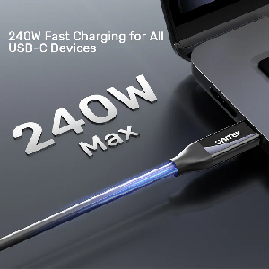  C14100ABK01-2M, UNITEK, Cable, 2M Full Featured USB4 CM Type-C To Type-C Certified Thunderbolt 3/4 ,40Gbps/8K 60Hz/240W.