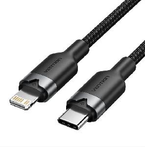 LALBF VENTION USB 2.0 Type-C Male to Lightning Male 3A Cable 1M Black Aluminum Alloy Type 6922794783560