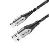 VENTION CODHH Cotton Braided USB 2.0 A Male to C Male 3A Cable 2M Gray Aluminum Alloy Type