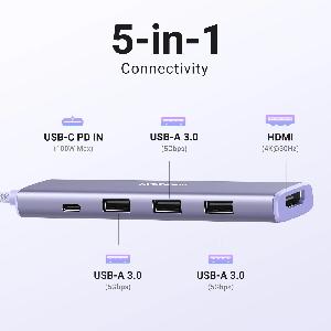 CM478, UGREEN (35582), USB-C, HDMI, USB HUB, PD100W, Purple