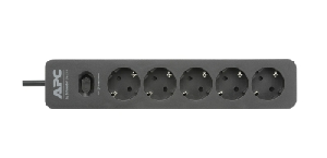  PME5B-GR, APC, Surge Protector, Essential SurgeArrest 5 Outlet, 1.5 m, 230V/10 A , 2300 W, Germany,  Black.